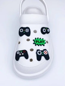 5入組電玩主機鞋飾扣,適用於鞋子、涼鞋、人字拖,非一體式,可拆卸,男女均適用,孔洞圖案請參照詳細圖片