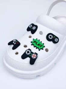 5入組電玩主機鞋飾扣,適用於鞋子、涼鞋、人字拖,非一體式,可拆卸,男女均適用,孔洞圖案請參照詳細圖片