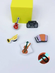 5 chiếc Cartoon Guitar & Violin Design Trang trí giày, Đồ trang trí thời trang cho guốc - Nhiều màu - Xem 4