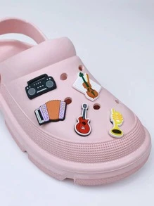5 chiếc Cartoon Guitar & Violin Design Trang trí giày, Đồ trang trí thời trang cho guốc - Nhiều màu - Xem 2