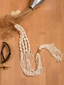 1pc Woven Plant Hanger, Minimalist Polyester Plant Container Hanging Basket For Home - Bronze - View 4