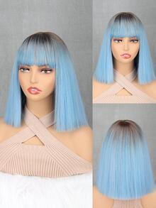 Tóc giả tổng hợp ngắn thẳng có tóc mái - Nhiều màu - Xem 1