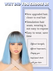 Tóc giả tổng hợp ngắn thẳng có tóc mái - Nhiều màu - Xem 4