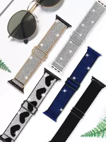 5pcs/Set Braided Stretchy Nylon Sport Solo Loop Compatible With Apple Watch Band Compatible With Xiaomi, Compatible With Huawei, Compatible With Fitbit Versa 2 1, Compatible With Samsung Galaxy Watch, 20MM 22MM 38mm 40mm 41mm 42mm 44mm 45mm 46mm 49mm For Women Men, Nylon Elastic Straps Wristbands Compatible With Apple Watch Series 10 9 8 7 6 SE 5 4 3 2 1 Ultra Ultra As A Gift For Students Returning To School