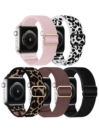 5pcs/Set Braided Stretchy Nylon Sport Solo Loop Compatible With Apple Watch Band Compatible With Xiaomi, Compatible With Huawei, Compatible With Fitbit Versa 2 1, Compatible With Samsung Galaxy Watch, 20MM 22MM 38mm 40mm 41mm 42mm 44mm 45mm 46mm 49mm For Women Men, Nylon Elastic Straps Wristbands Compatible With Apple Watch Galaxy Watch Series 11 10 9 8 7 6 SE 5 4 3 2 1 Ultra Ultra As A Gift For Students Returning To School