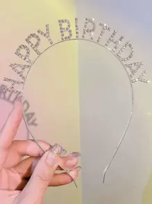 1pc Rhinestone Letter Decor Party Headband - Silver - View 3