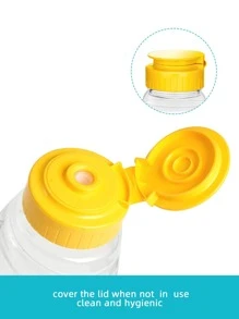 4pcs PET Honey Squeeze Bottle With 1pc Sticker, Simple Clear Squeeze Bottle For Kitchen - Yellow - View 4