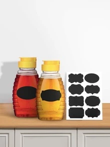 4pcs PET Honey Squeeze Bottle With 1pc Sticker, Simple Clear Squeeze Bottle For Kitchen - Yellow - View 1