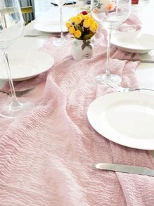 1入組圖形桌旗裝飾用現代滌綸廚房桌旗 - 藕粉色 - 查看 1