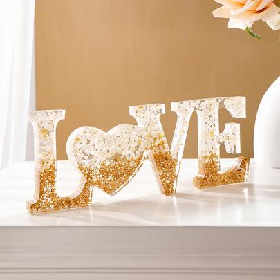 1件创意LOVE字母装饰品，现代设计树脂工艺品，适用于家居、婚礼、派对、情人节装饰