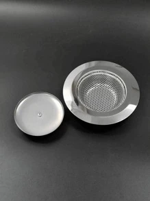 2pcs Stainless Steel Kitchen Sink Filter, Silver Round Sink Drain Plug For Kitchen - Silver - View 3