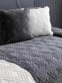 1入組素色沙發巾極簡主義滌綸絎縫細節沙發蓋毯適用於客廳 - 深灰色 - 查看 5