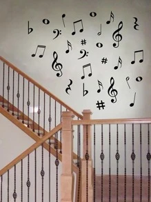 SUPSTICKER 1set Piano/Electronic Piano Background Music Note Transparent Self-Adhesive Waterproof Wall Sticker, Removable Without Residue, Home Decoration, Size: 11.81x9.84inch, Stickers, Wall Decal, Vinyl Decal For Home Decorations, Spring Decoration Items Refresh Your Home, Festival Decoration Stickers Gifts Birthday Graduation - Black - View 11