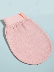 2入組/套織物死皮去除劑身體洗滌器浴用極簡主義素色去角質沐浴手套 - 粉色 - 查看 2