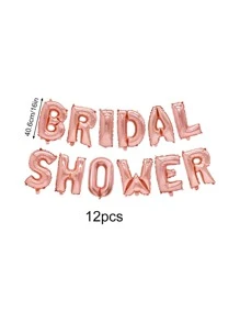 12pcs/set PE Balloon, Creative Letter Design 16inch Decorative Balloon For Home Decor And Party - Rose Gold - View 4