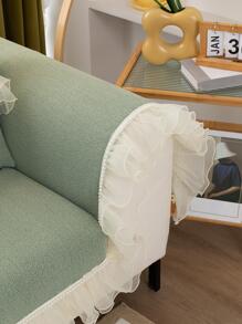 1 chiếc khăn sofa viền ren - màu xanh lá - Xem 4