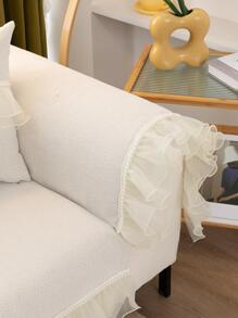 1 Đồng Màu Ren Trang Trí Ghế Sofa Khăn Hiện Đại Polyester Chống Trơn Trượt Sofa Khăn Cho Gia Đình - Màu be - Xem 3