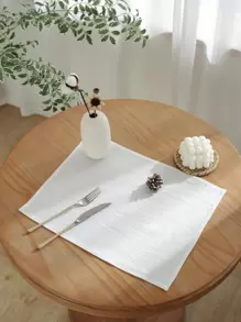 1 pieza Tapete de mesa liso moderno de tela para mesa de comedor de cocina - Blanco - Ver 1