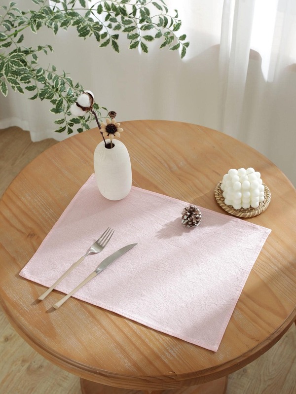 1pc Solid Color Rectangle Placemat, Simple Fabric Anti-slip Place Mat For Home, Party