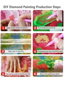 花卉圖案和茶壺圖案DIY無框鑽石畫 - 彩色 - 查看 4