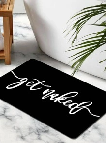 1入組字母圖案沐浴現代滌綸防滑浴室毯 - 黑與白 - 查看 2