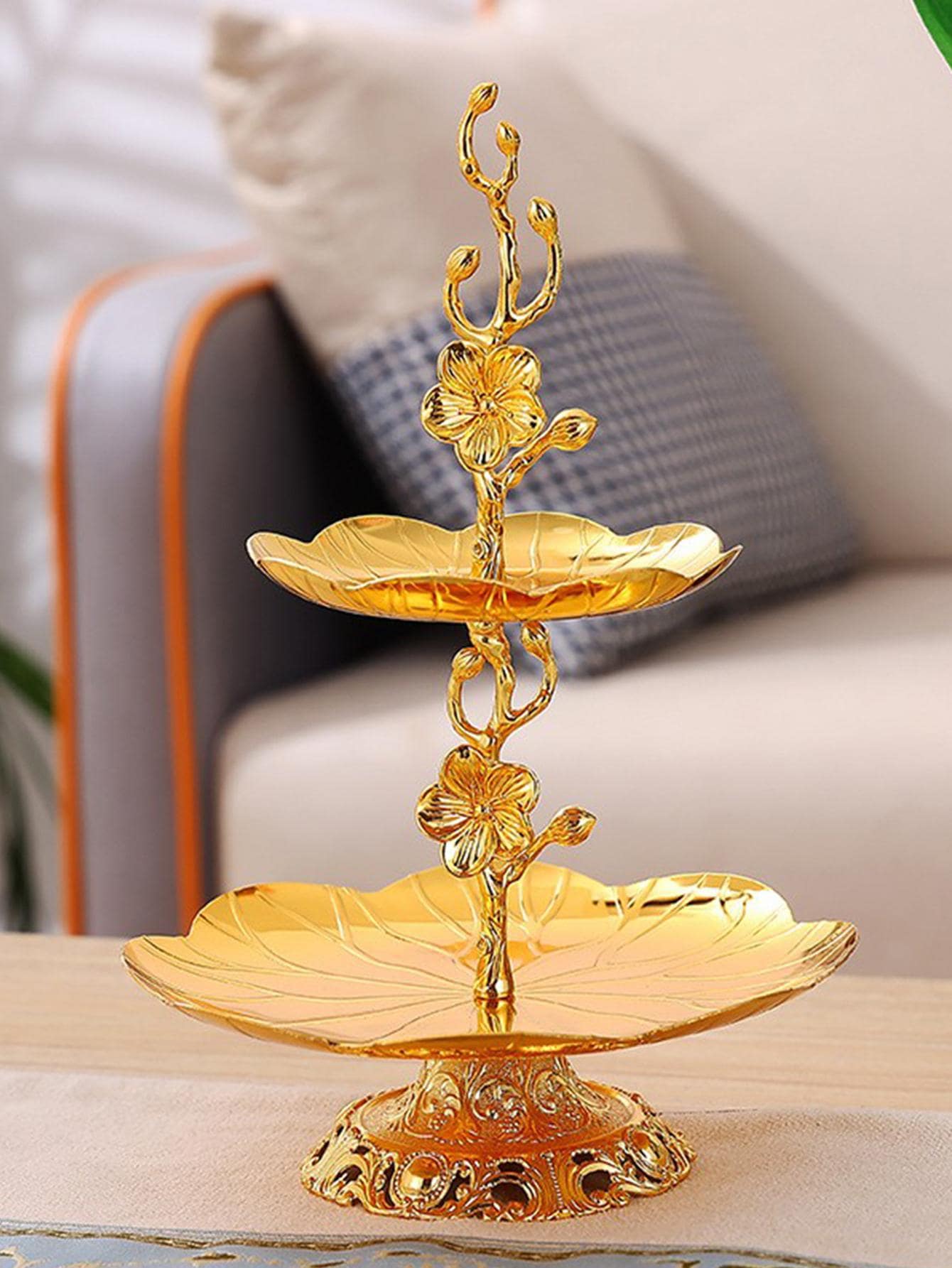 1pc Flower Decor Multi-layer Snack Tray - Multicolor - View 1