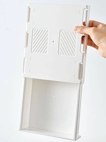 1pc Solid Color Drawer Stationery Storage Box, Simple Multi-Purpose Desk Holder For Student, Office Stationery Storage Back To School - White - View 4