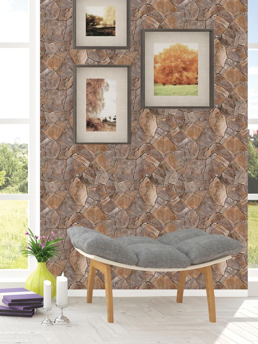 1入組磚塊圖案牆紙 - 棕色 - 查看 1