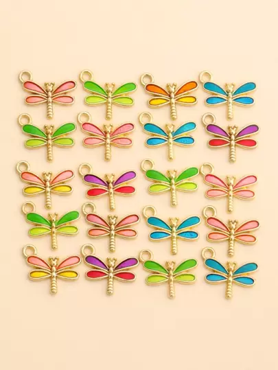 Phối màu ngẫu nhiên 20 chiếc Mặt dây chuyền động vật hình con chuồn chuồn, Vòng tay/Vòng cổ quyến rũ DIY