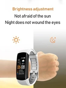 1 pieza Reloj inteligente blanco TPU con tira deportivo rectángulo esfera fecha alarma monitoreo de frecuencia cardíaca , compatible con Androids iPhone - Blanco - Ver 5