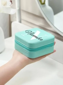 1pc Letter Graphic Jewelry Storage Box - Mint Green - View 1
