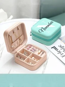 1pc Letter Graphic Jewelry Storage Box - Mint Green - View 5