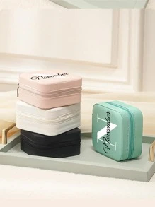 1pc Letter Graphic Jewelry Storage Box - Mint Green - View 4