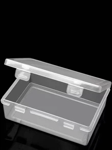 1pc Plastic Storage Box, Simple Clear Rectangle Multi-purpose Desktop Storage Box For Home - Clear - View 1