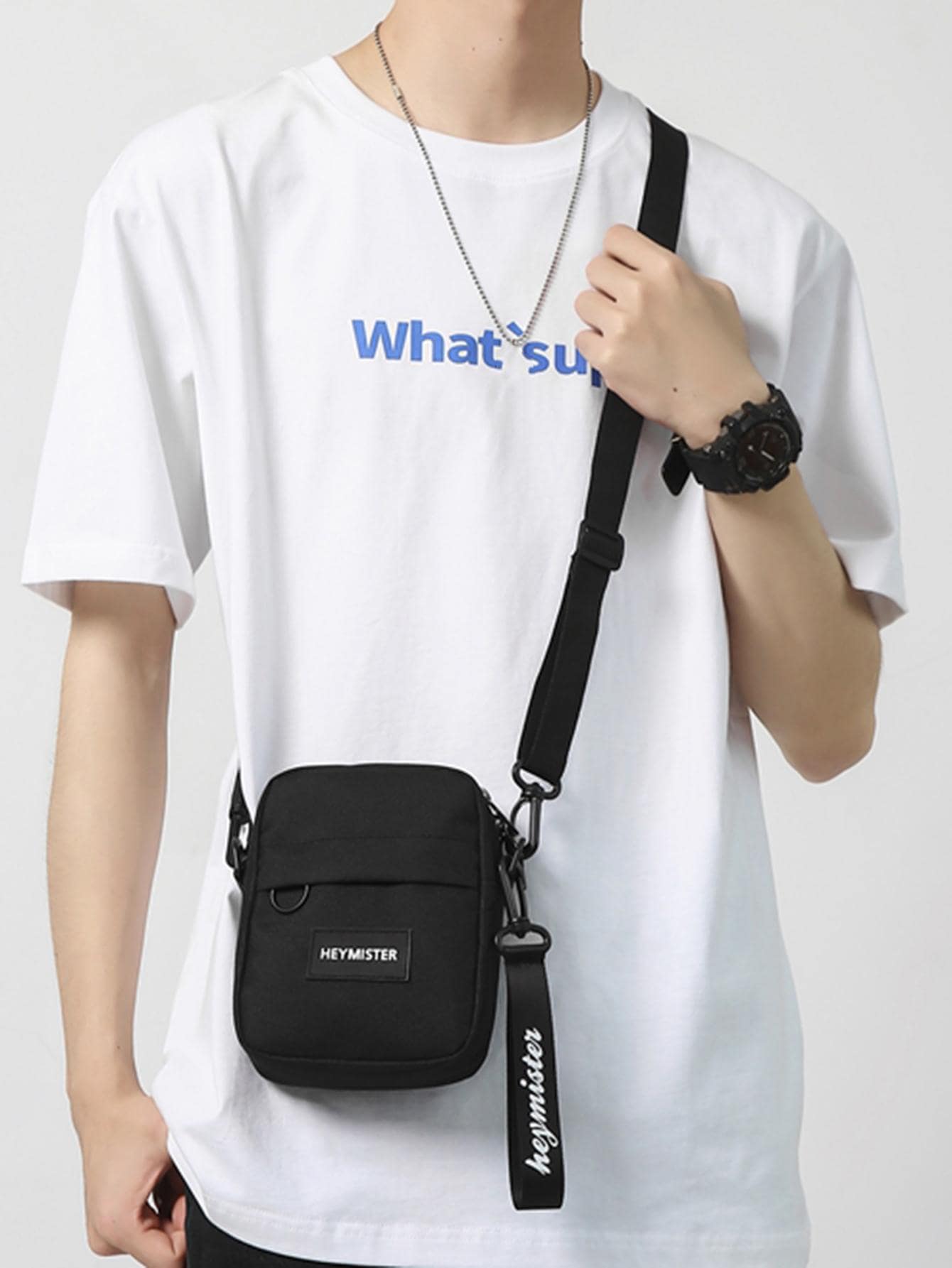 Students Shoulder Bag Mini Square Bag Letter Patch Decor, Handbag, College, Outdoors, Sports, Commute Crossbody Bag Side Bag Holiday Essentials Going Out Lightweight Carry On With Adjustable Strap Fall Travel Winter Large Capacity Multi-Functional Fashionable Casual Vacation Side Bag Hobo Bag Gifts Tote Bag Travel Essentials Camping Sling Bag Summer Back To School Men Bags Black Bag Bag Pack Cross Body Bag Spring School Supplies Purse Phone Bag Pouch - Black - View 1