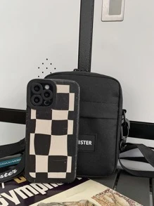 Students Shoulder Bag Mini Square Bag Letter Patch Decor, Handbag, College, Outdoors, Sports, Commute Crossbody Bag Side Bag Holiday Essentials Going Out Lightweight Carry On With Adjustable Strap Fall Travel Winter Large Capacity Multi-Functional Fashionable Casual Vacation Side Bag Hobo Bag Gifts Tote Bag Travel Essentials Camping Sling Bag Summer Back To School Men Bags Black Bag Bag Pack Cross Body Bag Spring School Supplies Purse Phone Bag Pouch - Black - View 4