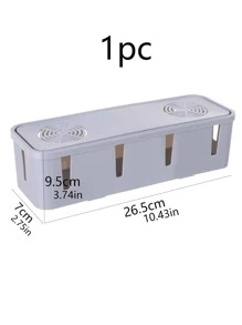 1 Hộp Lưu Trữ Để Bàn Đa Năng, Hộp Lưu Trữ Phích Cắm Bằng Nhựa Màu Xám Đơn Giản Cho Bàn Làm Việc - Xám - Xem 5