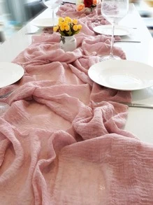 1 PC Đồng Màu Chạy Bàn, Polyester Hiện Đại Nhà Bếp Bàn Chạy Cho Bữa Tiệc - Bụi hồng - Xem 1