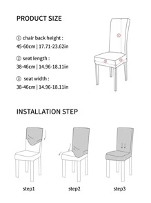 1 pieza Funda para silla de comedor jacquard con patrón de hoja elástico silla moderno poliéster para casa - Gris Claro - Ver 3