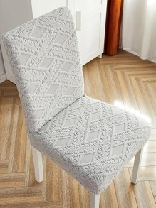 1 pieza Funda para silla de comedor jacquard con patrón de hoja elástico silla moderno poliéster para casa - Gris Claro - Ver 5