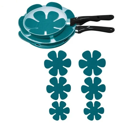 1 bộ 12 miếng đệm bảo vệ chảo không dệt in hoa với 3 kích cỡ, chịu nhiệt và màu sắc ngẫu nhiên