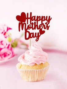 12pcs/24pcs "Happy Mother's Day" Cake Toppers, 4 Designs With 3 Of Each, Best Mom Mother's Day Birthday Cake Decor - Red - View 4