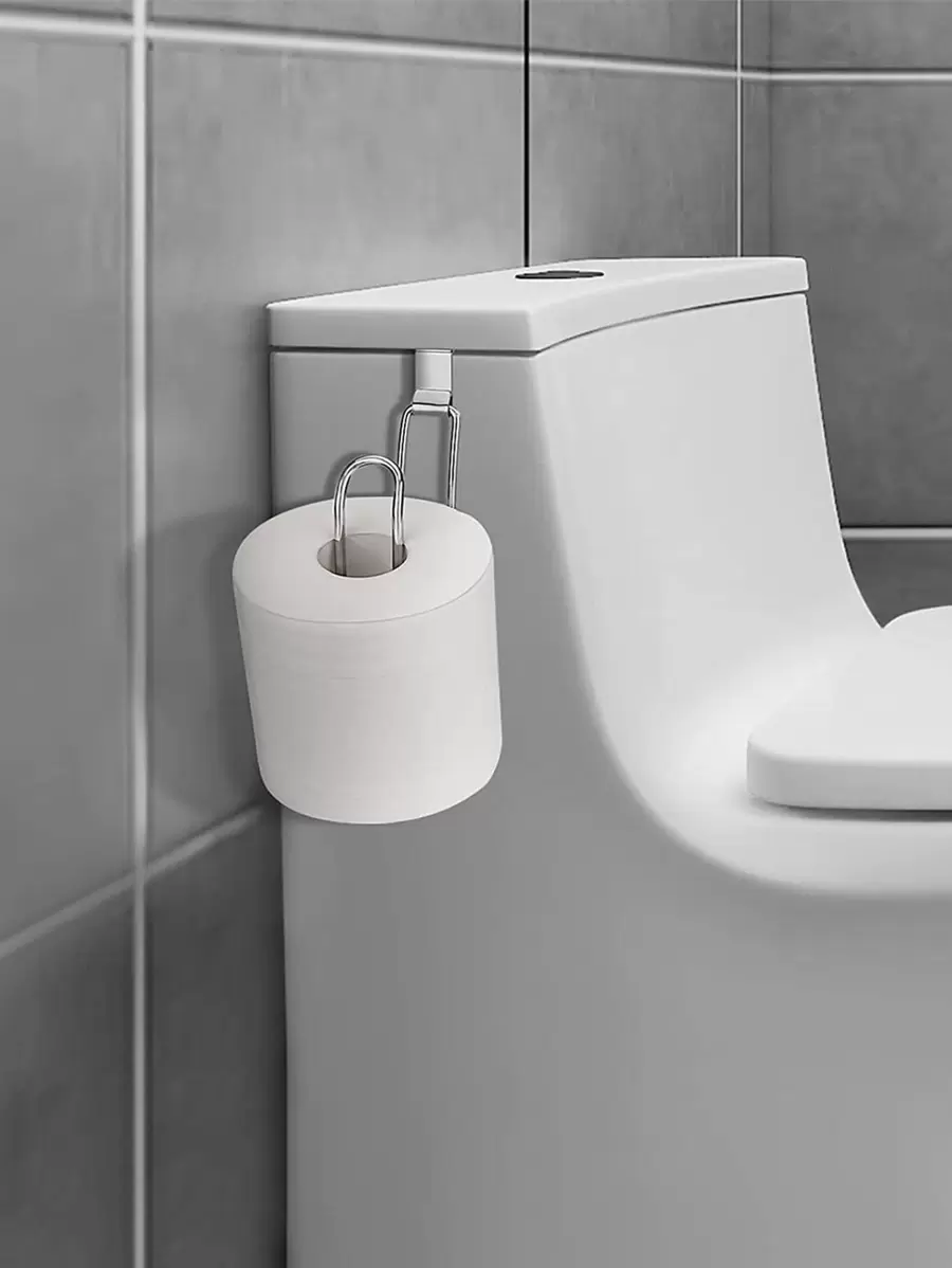 1pc Stainless Steel Toilet Paper Holder, Minimalist Silver Paper Storage Rack For Bathroom Bathroom Decor Fall Decor - Silver - View 1