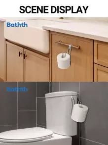 1pc Stainless Steel Toilet Paper Holder, Minimalist Silver Paper Storage Rack For Bathroom Bathroom Decor Fall Decor - Silver - View 2