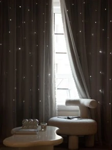 Star Design Hollow Out Single Panel Curtain, Modern Polyester Single Panel Blackout Curtain For Bedroom And Living Room