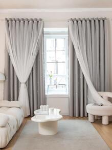 Star Design Hollow Out Single Panel Curtain, Modern Polyester Single Panel Blackout Curtain For Bedroom And Living Room