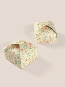 10pcs/set Paper Gift Wrapping Box, Fashionable Flower & Leaf Pattern Gift Packaging Box For Party - Multicolor - View 3