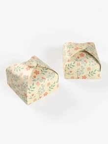 10pcs/set Paper Gift Wrapping Box, Fashionable Flower & Leaf Pattern Gift Packaging Box For Party - Multicolor - View 2