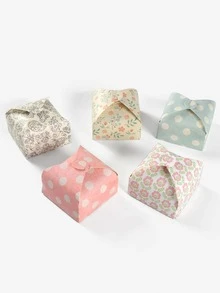 10pcs/set Paper Gift Wrapping Box, Fashionable Flower & Leaf Pattern Gift Packaging Box For Party - Multicolor - View 4