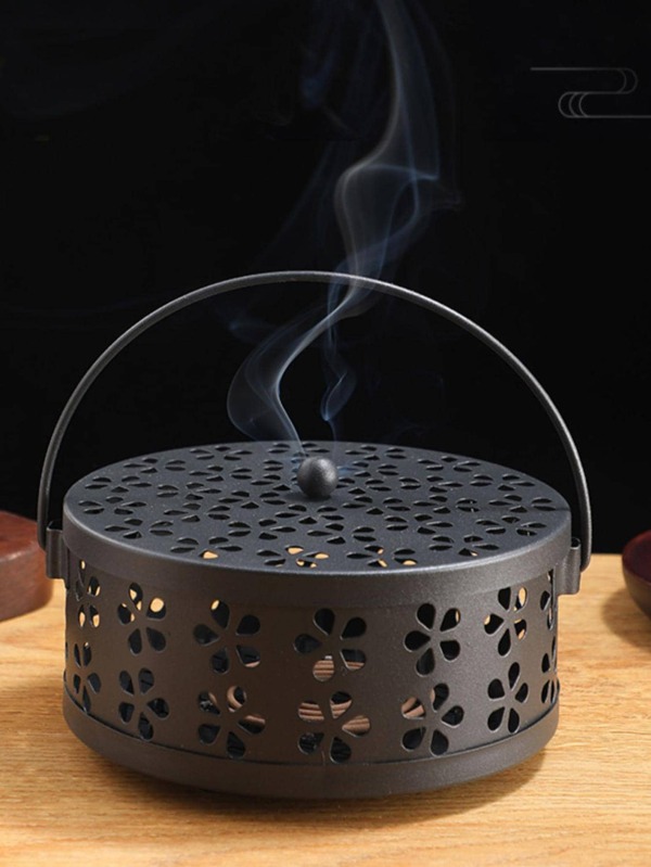 1pc Iron Incense Burner, Modern Black Household Indoor Incense Holder For Home